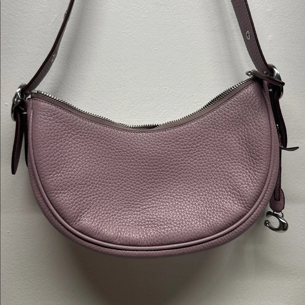 Coach Luna Purse Soft Pebble Leather Shoulder Bag Faded Purple Silver CC438